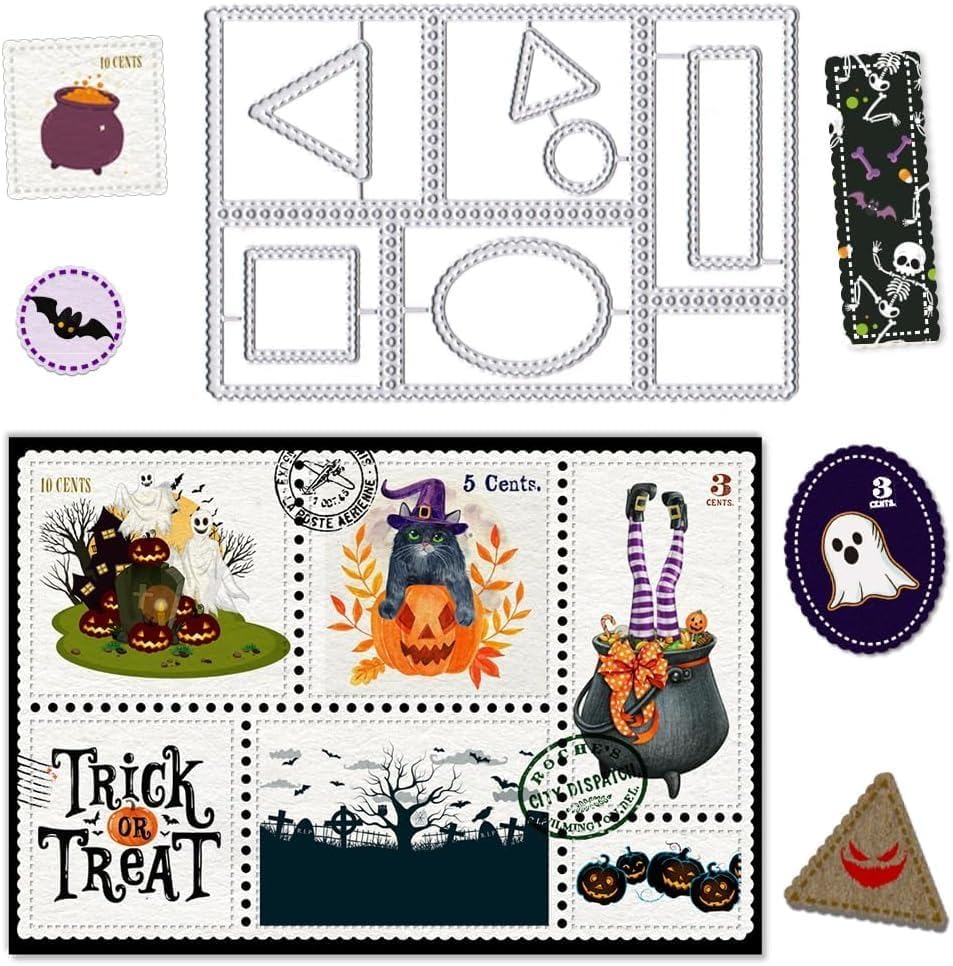 Lapoo Cutting Die for Scrapbooking, 3D Backgrounds Frame New Cutting Dies DIY Album Card Making Decor Paper Craft Metal Die Cuts Party Decorations (Postage Stamp 5.4 x 3.6 in)
