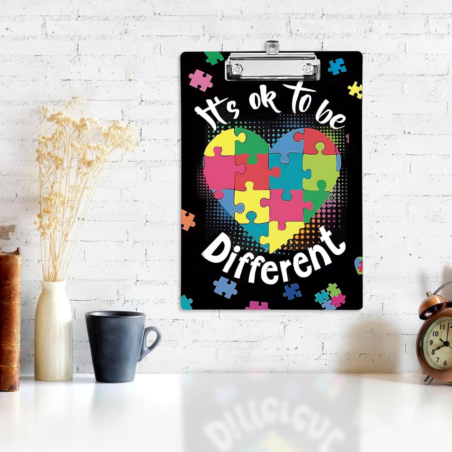 Plastic A4 Clipboards, Cute Fashion Clipboard Decorative, 12.2" x 8.7" Standard A4 Size Clipboards, Plastic Acrylic Clipboard for Teacher, Social Worker, Students,Women, Office Supplies(It's ok to be)