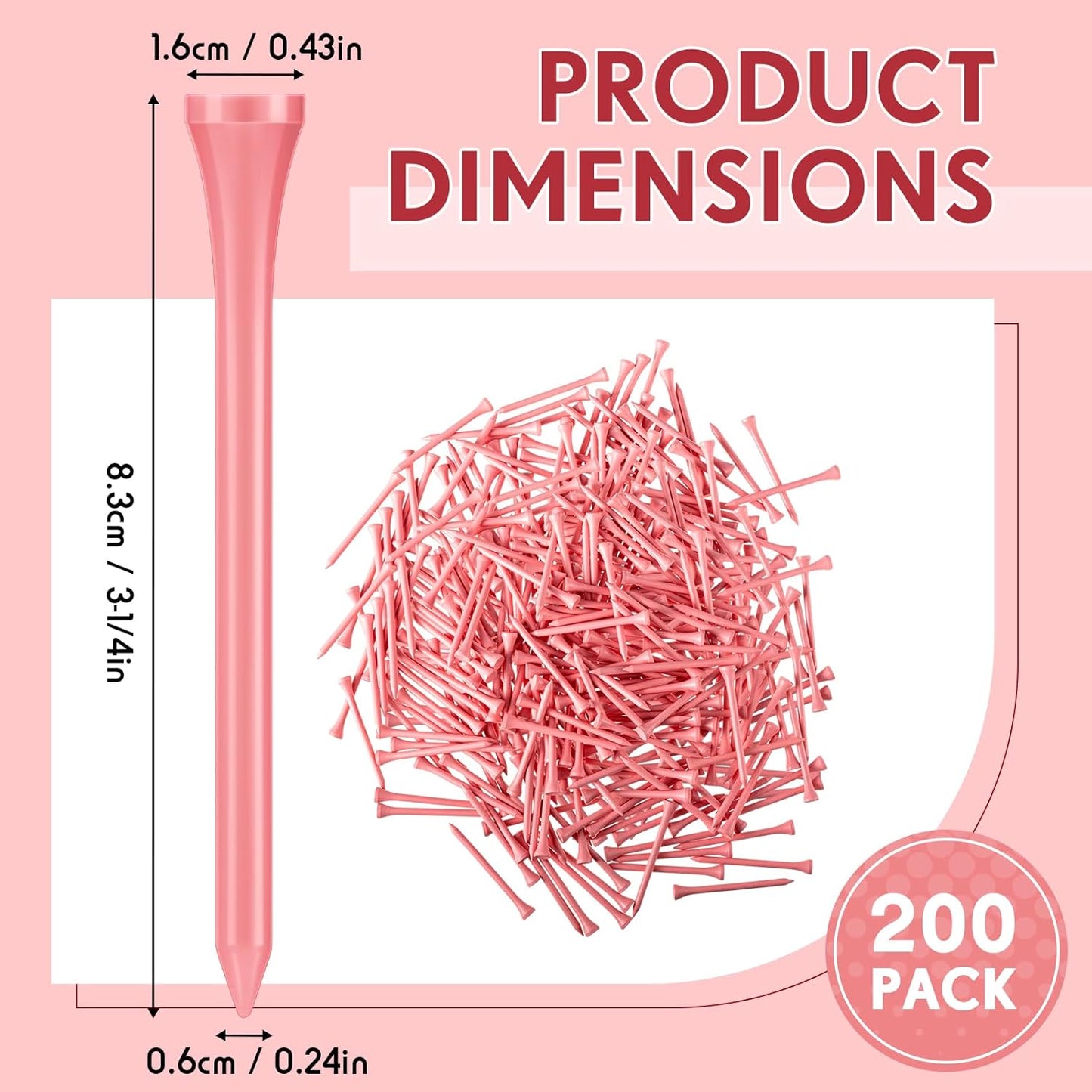 Jenaai 200 Pcs Golf Tees Bamboo Golf Tees Professional Golf Tees Bulk for Women Golf Club Accessories