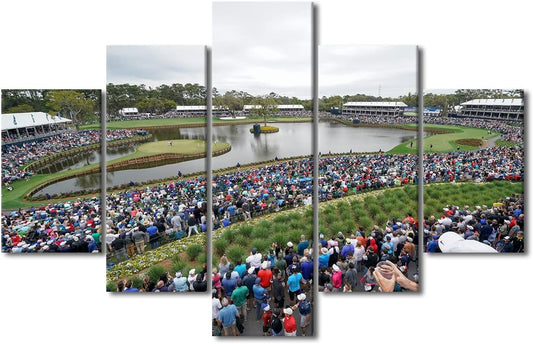 American Golf Course Canvas Print Art TPC Sawgrass Golf Course Pictures Home Decor Wall Art for Living Room Bedroom Office Wall Decorations 5 Panel Poster Painting Framed Ready to Hang - 60"W x 40"H
