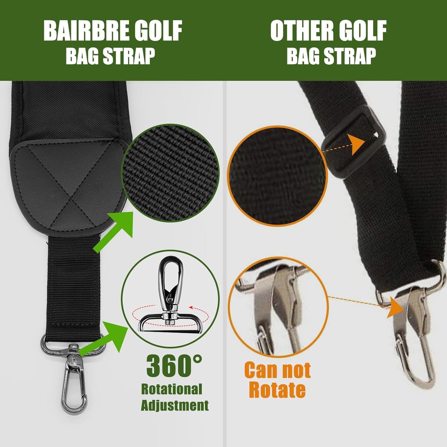 Golf Bag Strap Replacement Golf Bag Shoulder Strap Adjustable Single Padded Shoulder Strap Waterproof Golf Bag Backpack Straps (Black-USA Flag Grey)