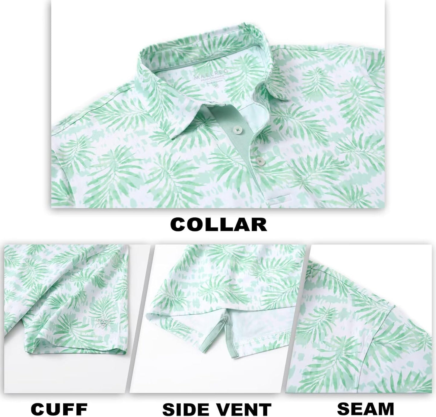 M MAELREG Mens Golf Shirt Short Sleeve Dry Fit Print Moisture Wicking Performance Patterns Collared Polo Shirt