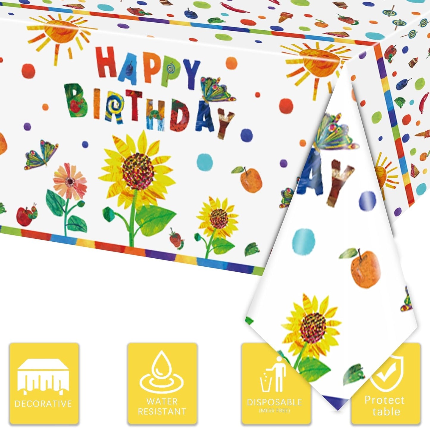 3 Pcs Hungry CaterpillarTheme Party Tablecloth Decorations - Disposable Caterpillar Birthday Table Cover Party Supplies for Birthday Baby Shower