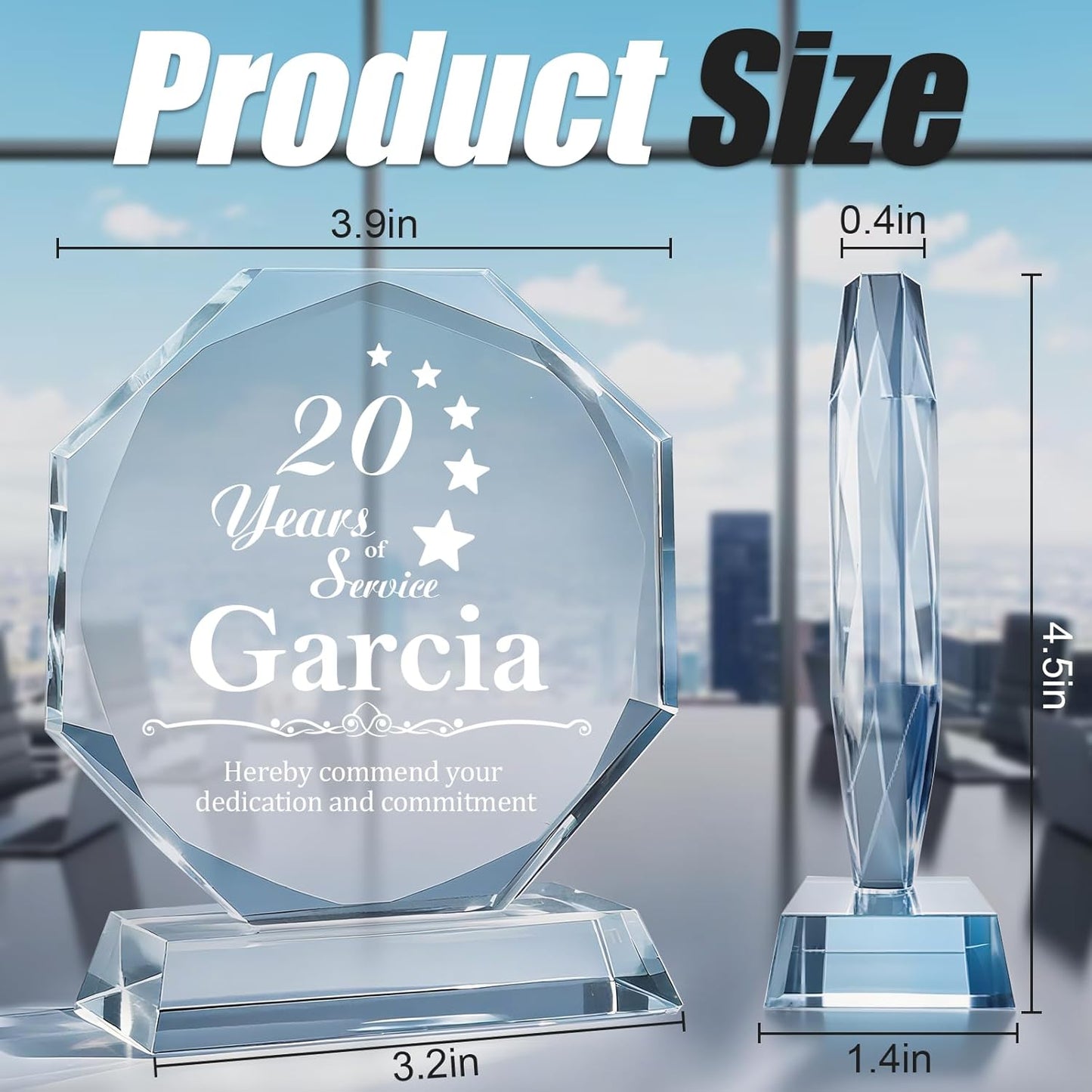 Personalized Crystal Trophy - Customizable Trophy Award with Name/Logo/Text for Retirement Plaque Employee Recognition Trophies