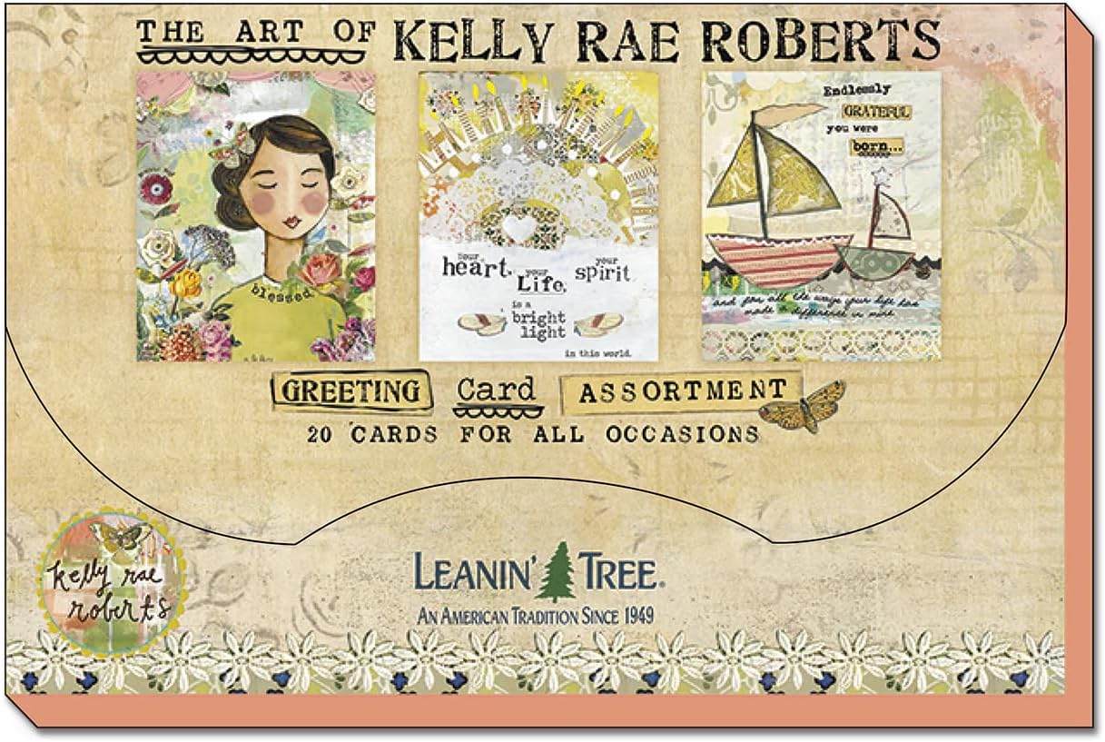 Leanin' Tree The Art of Kelly Rae Roberts - Made in USA - 20 All Occasion Cards Assortment Box with Envelopes, Greeting Cards Assortment Box, Includes Birthday, Thank You, Blank, Get Well, Sympathy