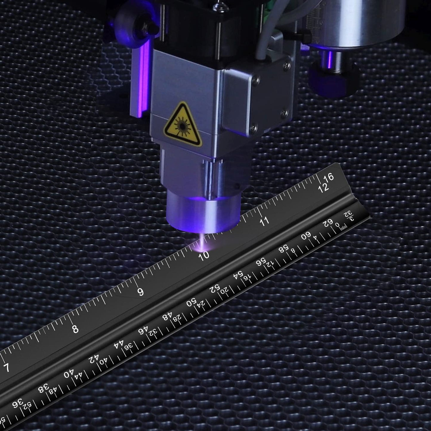 Architectural Scale Ruler, 12 Inch Aluminium Architect Scale Ruler, Imperial Metal Engineers Triangular Ruler for Architects, Students and Draftsmen, Laser Etched Markings