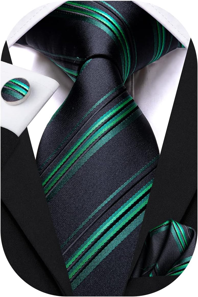 Hi-Tie Men 63inches Tie Set Extra Long Necktie Paisley Tie Pocket Suqare Cufflinks Big and Tall Men Tie