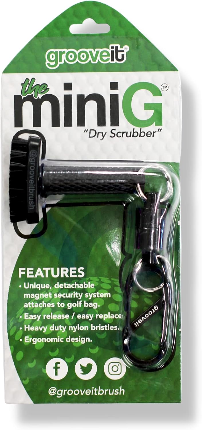 Grooveit Mini Golf Brush The Small MiniG 'Dry Scrubber' Features A Detachable Magnet, Heavy-Duty Nylon Bristles, and 3-Yr Warranty - Used On All Professional Golf Tours - Golf Accessory of 2023