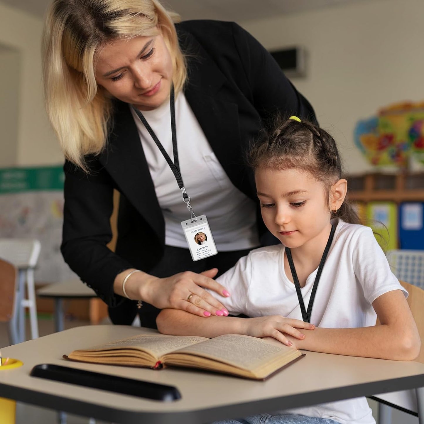 50 Pcs Breakaway Lanyard for Id Badges Lanyards Break Away Safety Lanyard Teacher Volunteer Student Team Lanyards for Keys (Black)