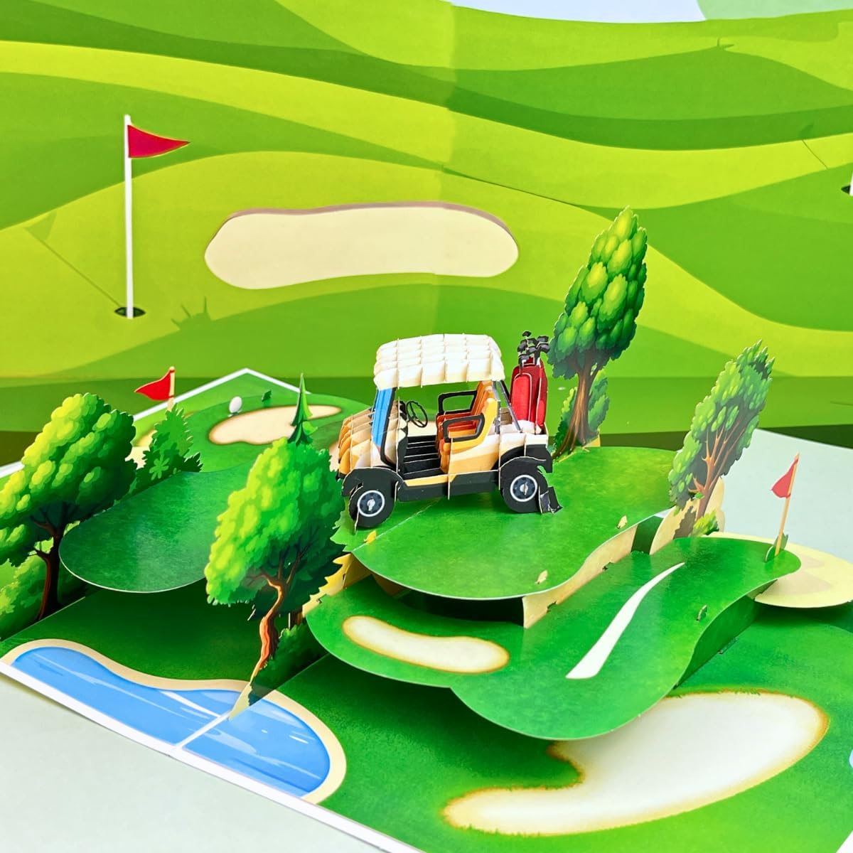 4BO Golf Fathers Day Pop Up Card, 3D Golf Birthday Card for Dad for Men, Dad, Husband, Grandpa, Goft Gifts Cards for Congratulations, Thank You, Retirement for Boss, Coworker, Golfer