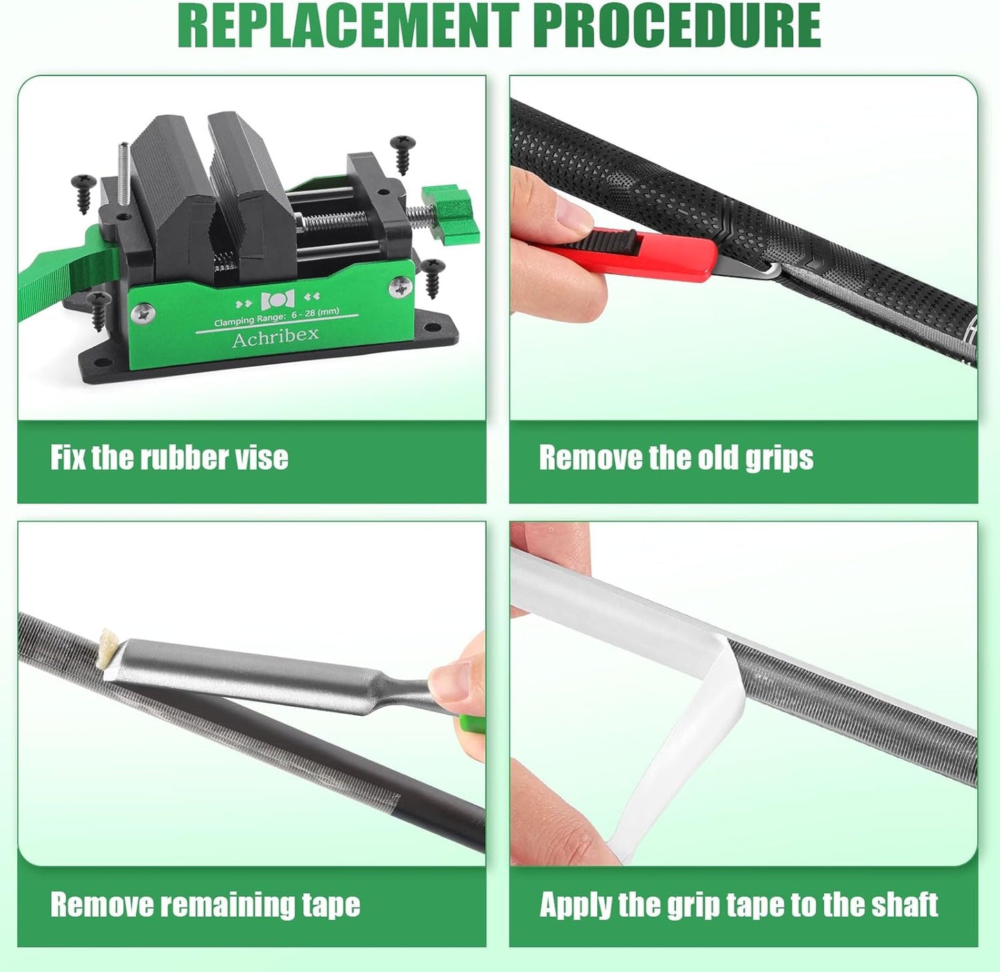 Golf Grip Kit with Grip Removal Tool & Tape - Golf Club Regripping Kit for Easy DIY Installation, Includes Golf Club Vise Clamp & Accessories for Grips Replacement for Golf Regripping Station
