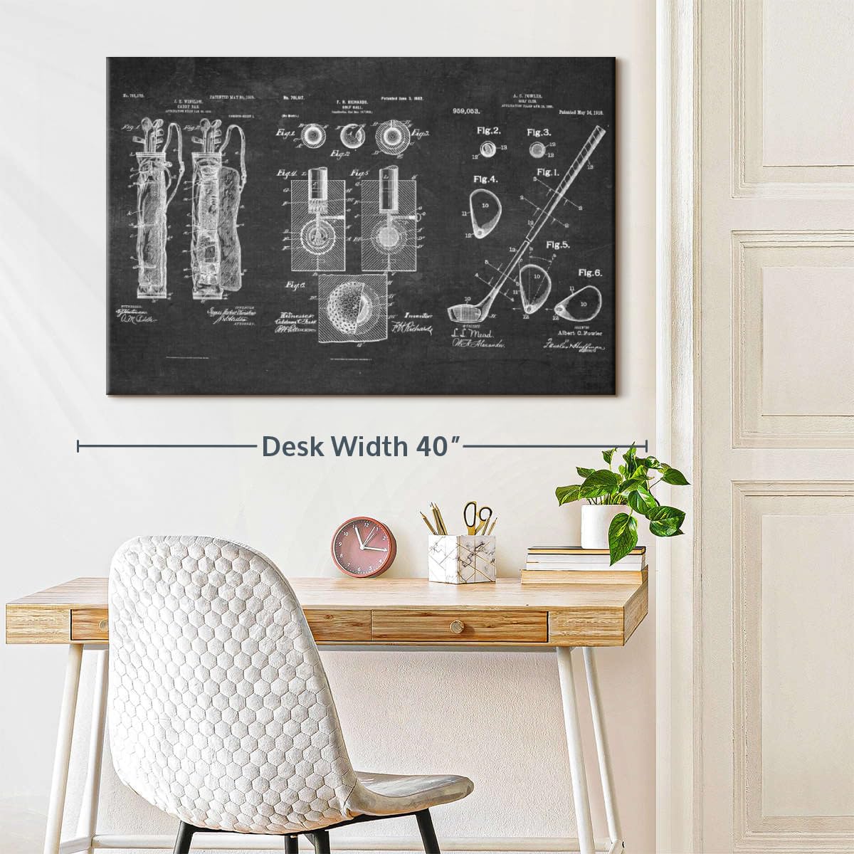 ElephantStock Golf Patents Canvas - 1 Panel Sports Patent Wall Art Decor - Sports Decorations for Boys Room - Wall Art and Office Decor - 36" X 24"