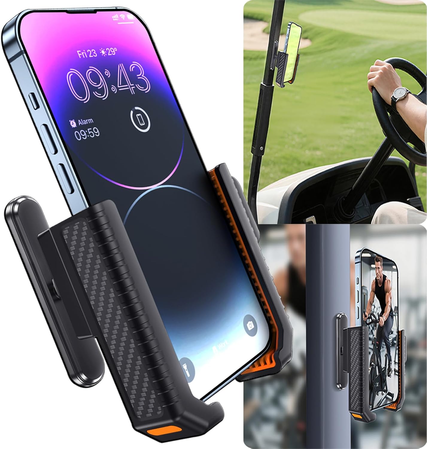 DIGI4U Magnetic Phone Holder for Golf Cart, Narrow Base N52 Magnet, Golf Accessories Compatible with EZGO/Club Car/Yamaha, 360° Rotatable Golf Cart Phone Mount for iPhone Samsung