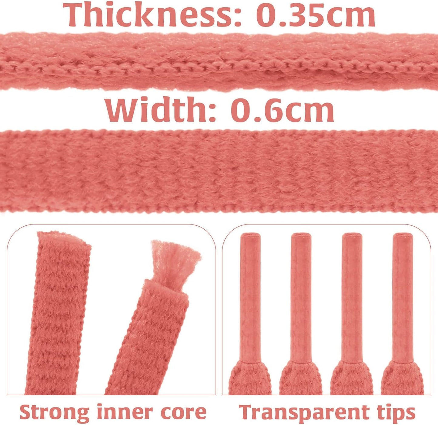 DELELE 2Pair Oval Shoes laces 42 Colors Half Round 1/4" Athletic ShoeLaces for Sport/Running Shoes Shoe Strings