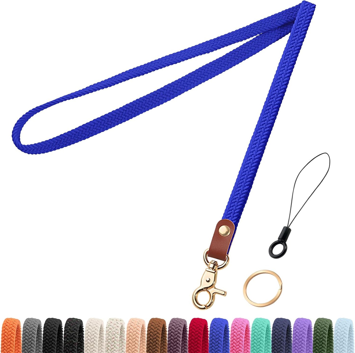 Fishent Stretchy Thin Lanyards for Keys ID Badges, Cute Long Teacher Neck Key Lanyard Keychains for Women Men Wallet Phone(Clein Blue)