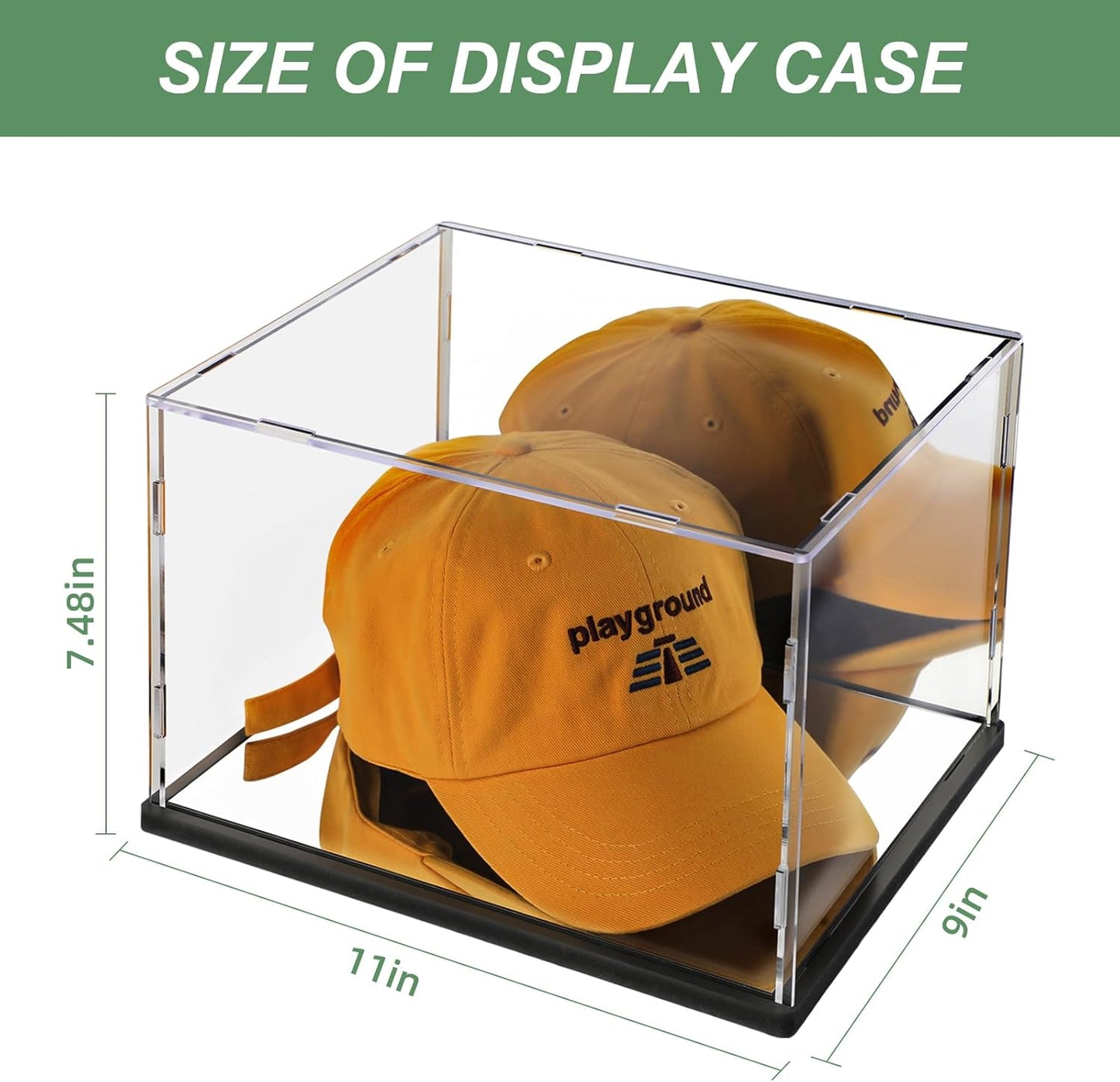 Hat Display Case Mirror Background and Base,Clear Acrylic Baseball Cap Display Box Stand,UV Protection Signed Hat Transparent Showcase Football,Snapback Caps,Ideal Gift for Caps Collector