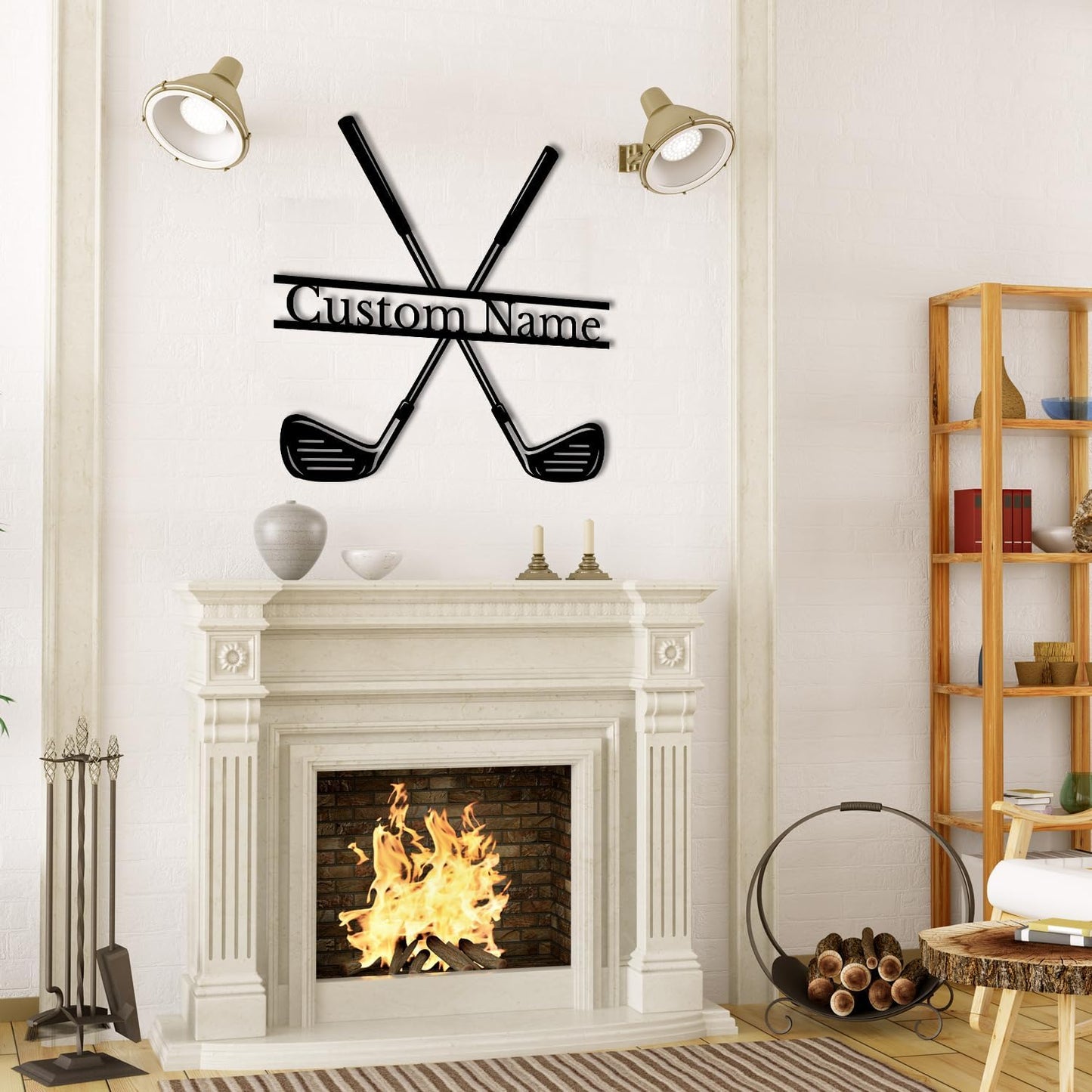 Personalized Custom Crossed Golf Metal Wall Art,Personalized Golfer Name Sign Decoration For Room,Hole Golf Club Decoration (Style-4)