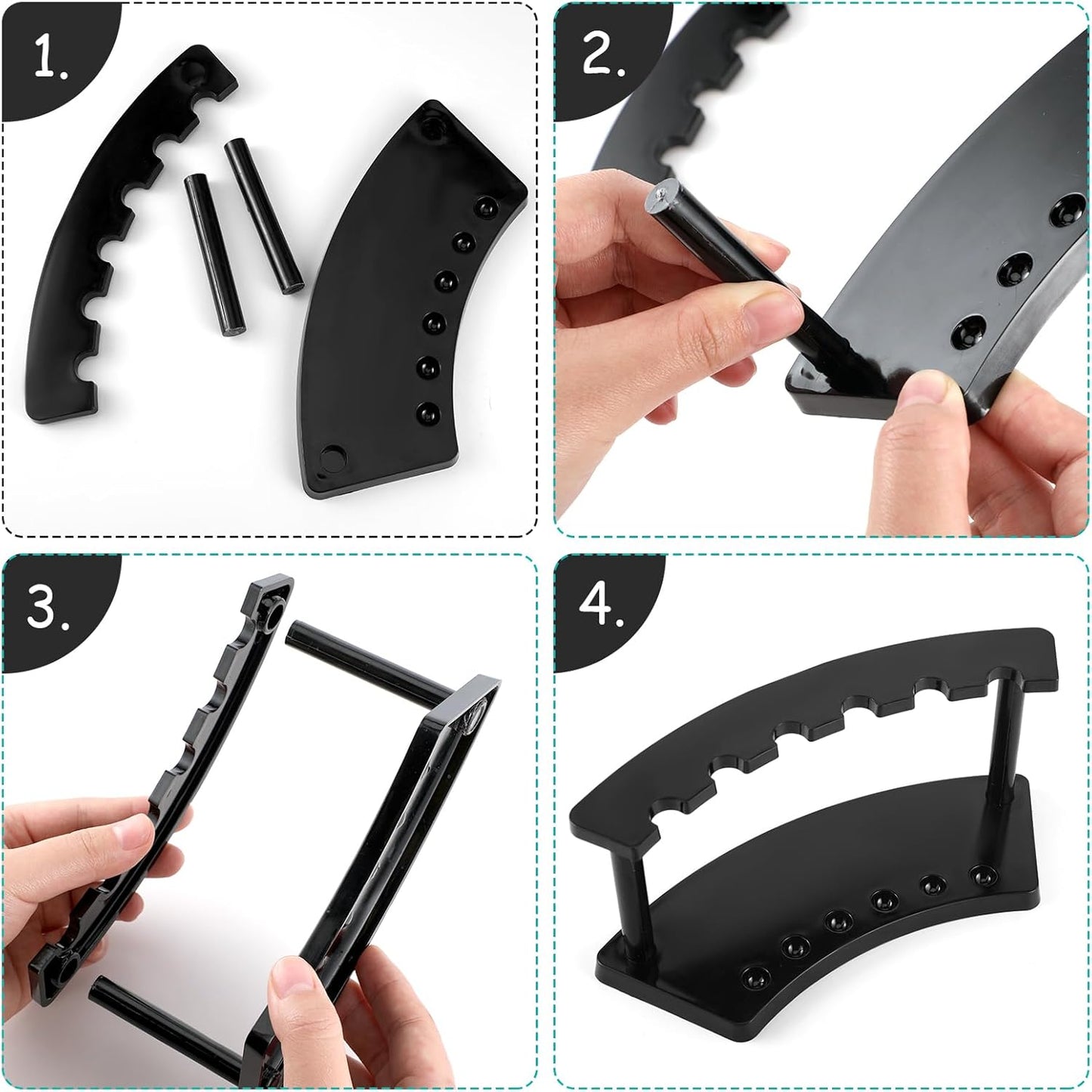 Tinlade 2 Pieces Plastic Pen Holder Stand Display Rack 6-Slot Pen Makeup Brush Rack Organizer Eyebrow Stand for School Office Home Store(Black)