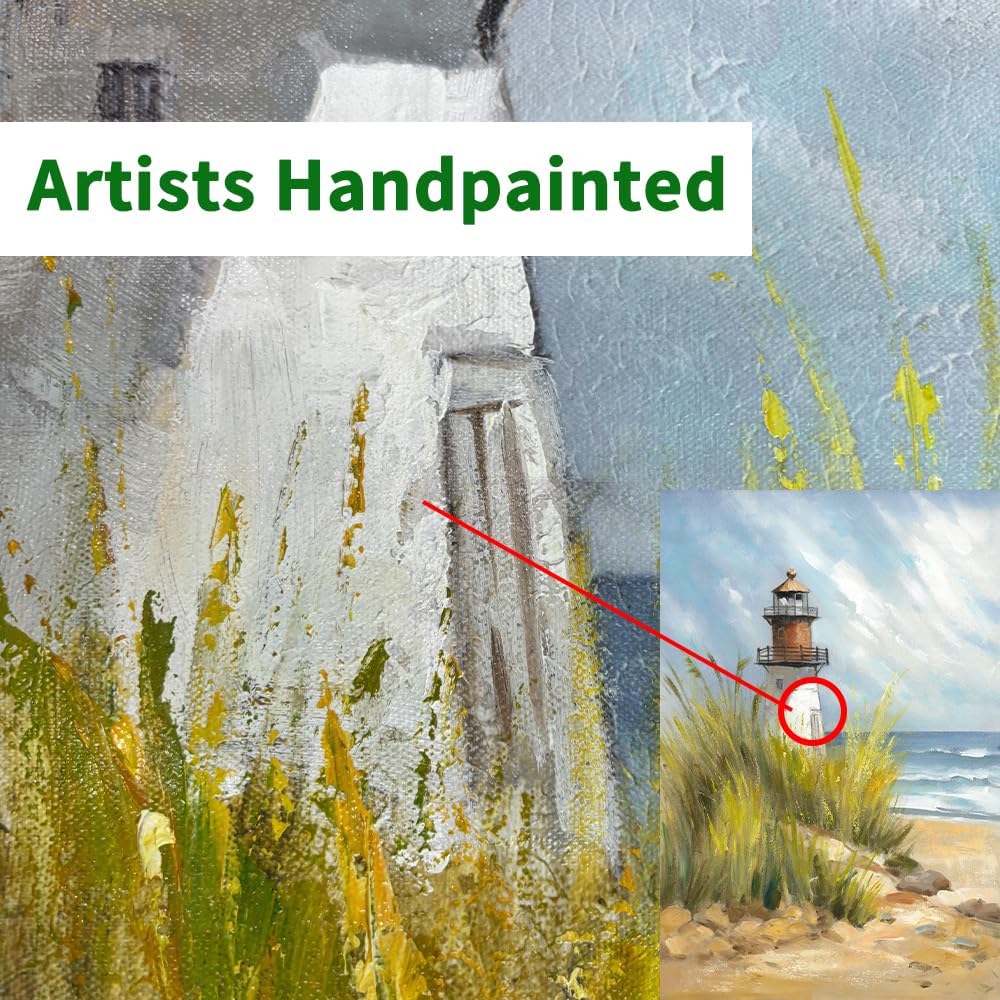 coastal wall art lighthouse pictures: beach wall decor coastal artwork nautical ocean print in beach canvas painting for bedroom 36" x 24"