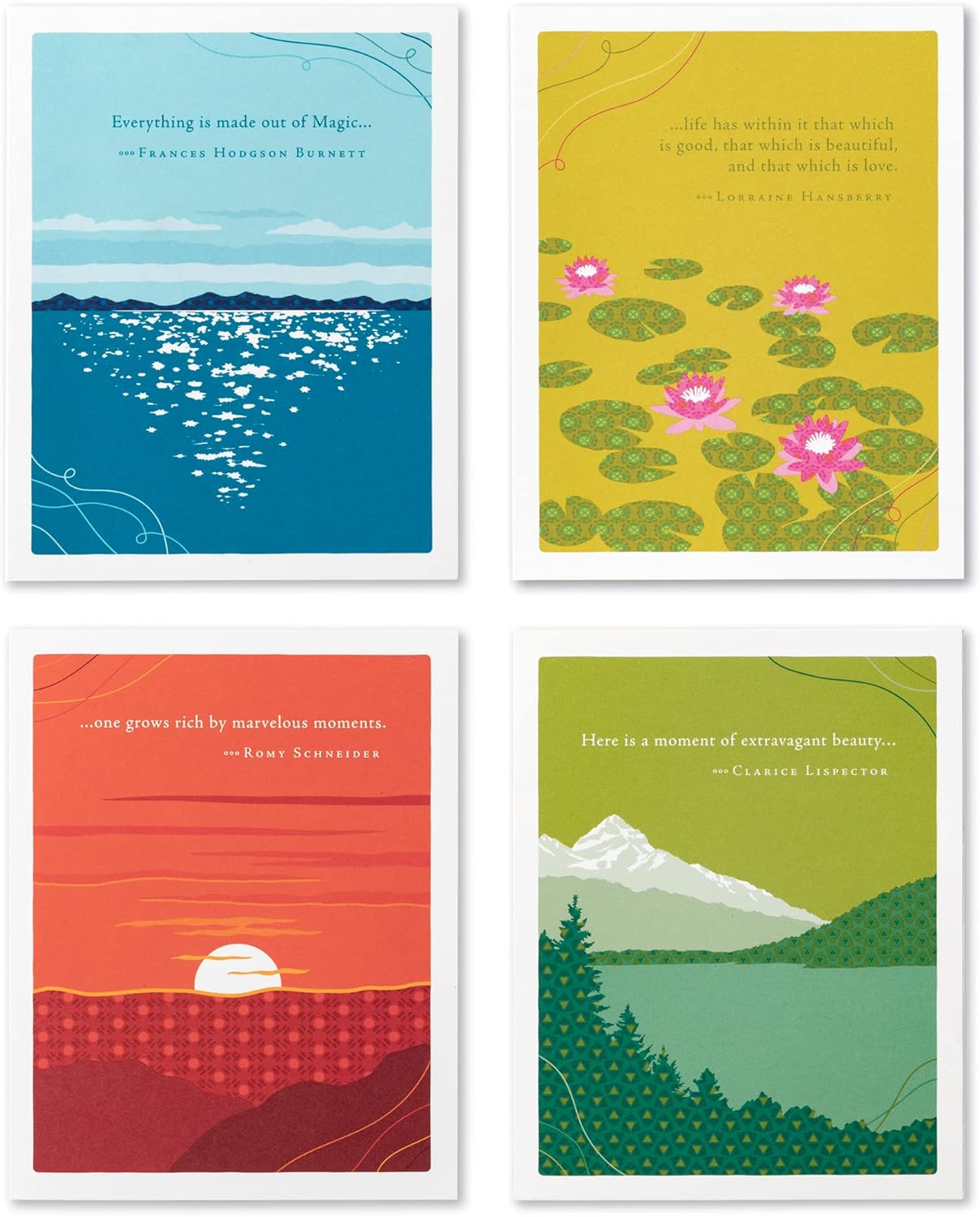 Compendium Positively Green 4-Pack of Birthday Cards – Landscapes (Four Different Designs, One Card Each, with Envelopes)