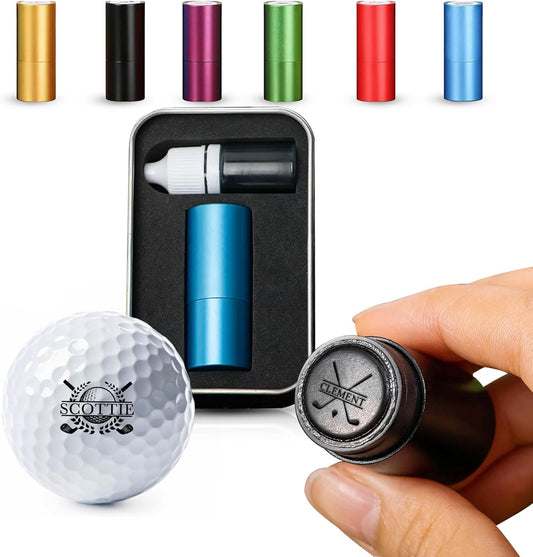 Personalized Golf Ball Stamp with Metal Storage Case, Custom Name Reusable Golf Ball Marking, Golf Accessories, Gifts for Golf Lovers, Golfers, Dad, Husband, Father's Day Birthday Wedding