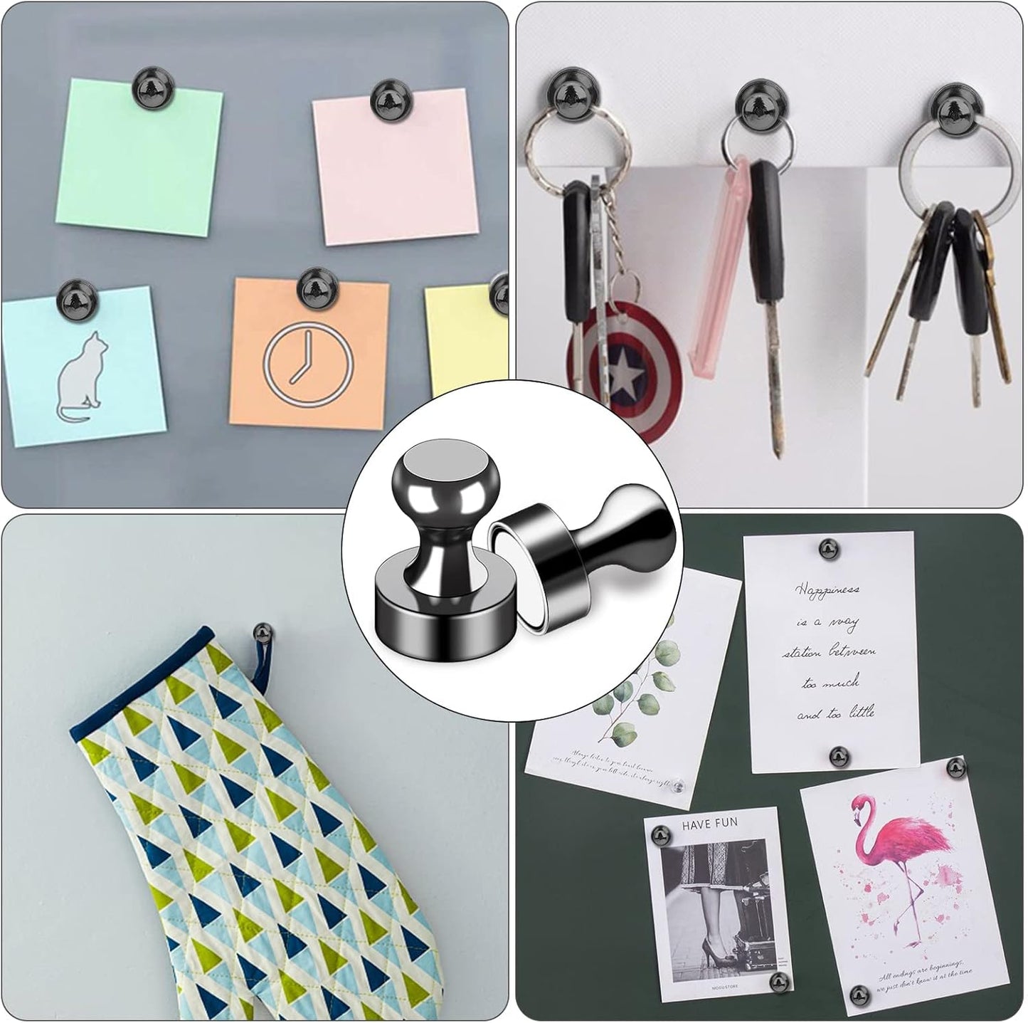 LOVIMAG Fridge Magnets 60Pcs Refrigerator Whiteboard Small Strong Magnet Classroom Kitchen Accessories Decorative Locker Set Decor Must Haves Office Calendar Refrigerador Magnetic Cute Crafts Black