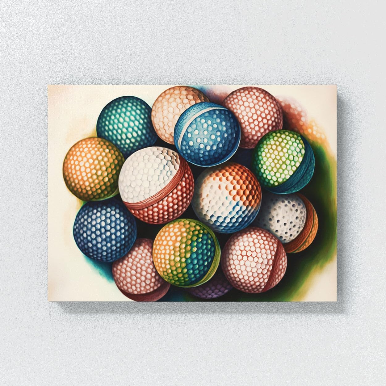 Sense Canvas Golf Ball Watercolor 29 Canvas Art - Home Decor Wall Art Print Poster Painting Medium 24x18 / 0.75"