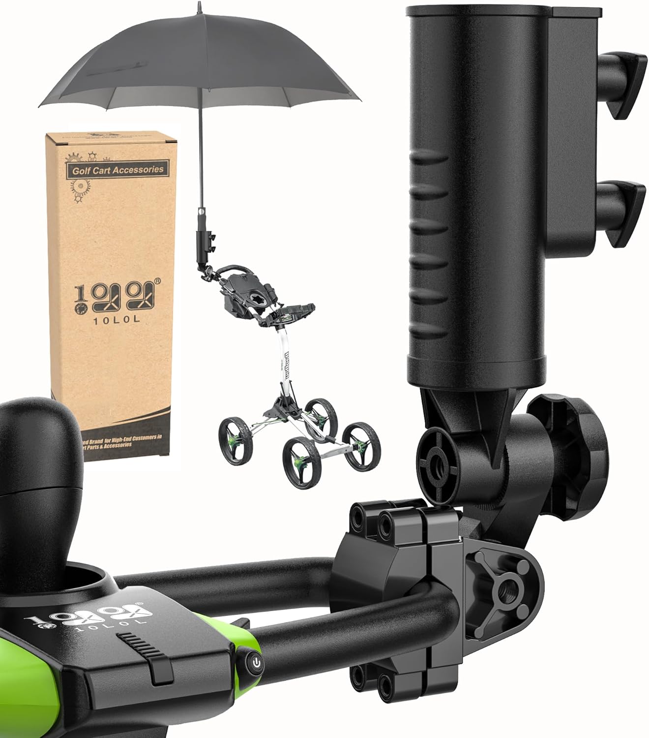 10L0L Heavy Duty Golf Push Cart Umbrella Holder, Aluminium Alloy Base Super Strong Windproof, Universal Umbrella Stand for Mobility Scooter, Stroller, Wheelchair, Beach Chair