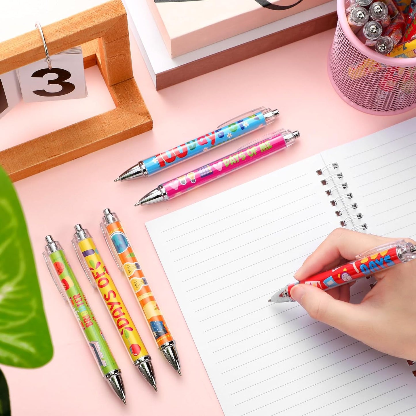 48 Pcs 100 Days Ballpoint Pen Party Favors Black Ink Retractable Baby Shower Ballpoint Pens for Gifts Supplies Accessories in Bulk