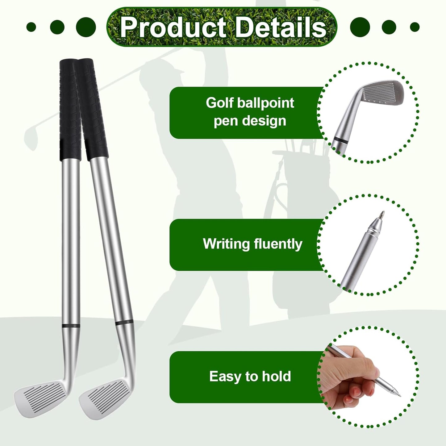 Jspupifip 48 Pcs Golf Party Favors Set 24 Golf Ballpoint Pen and 24 Pads Golf Sticky Notes Golf Clubs Pens Golf Party Favors Funny Pen Golfing Club Props Black Gel Ink for Golf Birthday Party Supplies