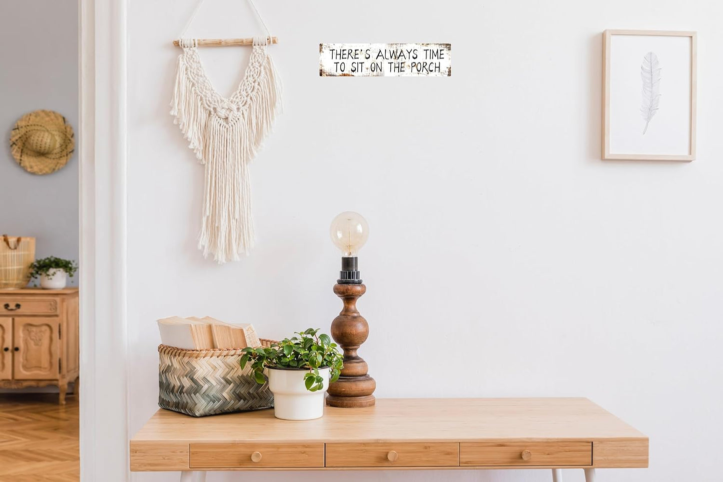 AWISZZZ Vintage Metal Tin Sign Retro Theres Always Time To Sit On The Porch Signs Stylish Wall Art Plaques for Home Decor Bathroom Kitchen House and Gothic Wall Decor or as a Unique Poster 16x4 in