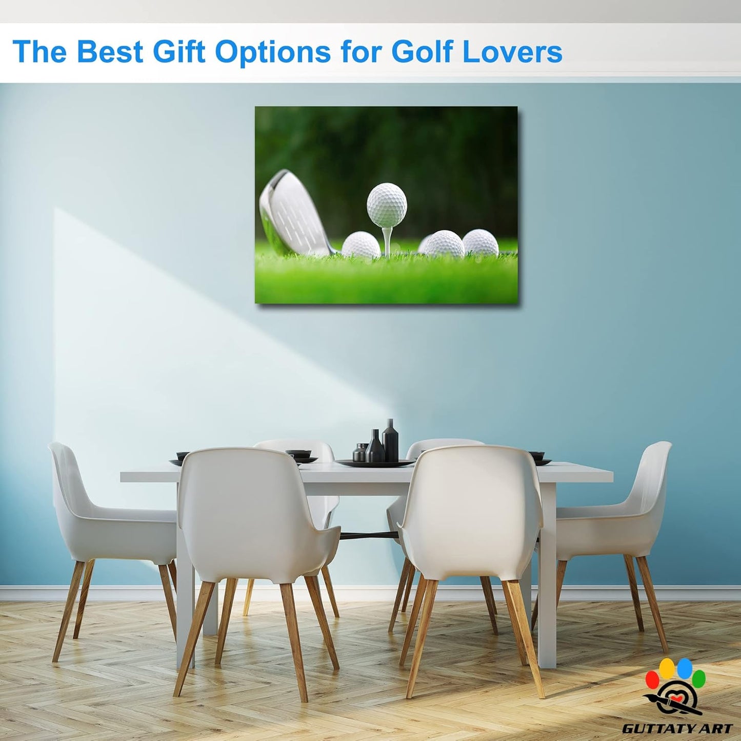 GUTTATY Golf Wall Art, Golf Pictures Posters Canvas Print Wall Decor for Golfer's Man Cave Home Ofice Ready to Hang (18x24 Inches)