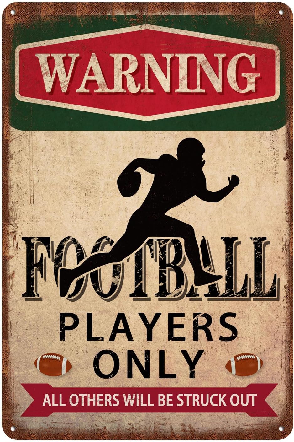 Football Accessories Football Decor For Boys Room Football Gifts Sports Signs Warning Football Players Only Metal Tin Signs