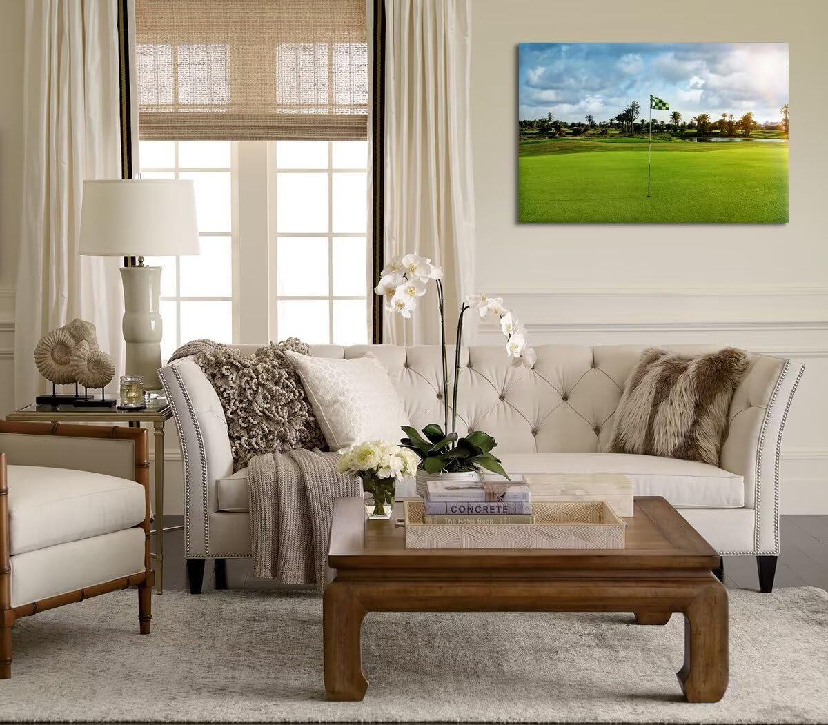 chenchenArt Golf Course Wall Art for Office Golf Course Picture Poster Wall Decor for Living Room Bedroom Gym Room Home Decorations Golf Artwork Canvas Prints Framed Ready to Hang(12''H x 16''W)