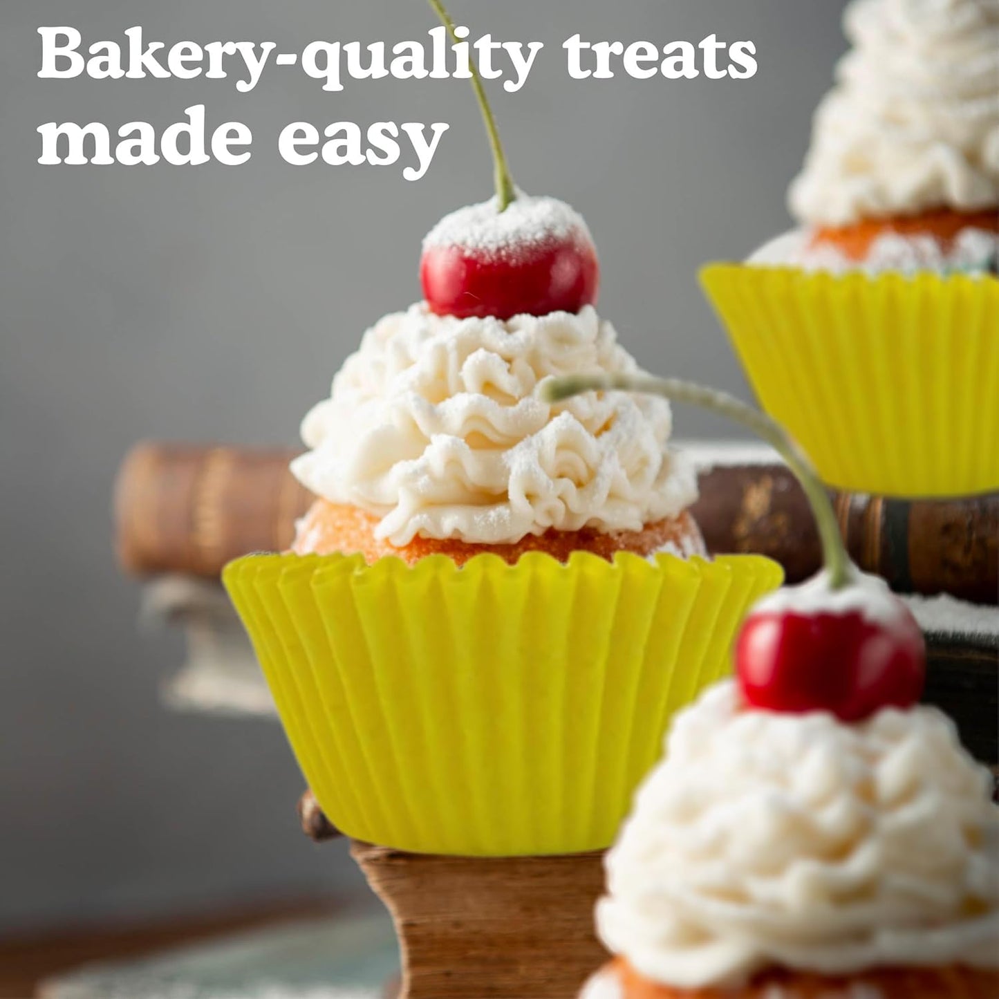 Regency Wraps Greaseproof Professional Grade Baking Cups, Pack of 40, Standard Liners, Yellow Solid, for Cupcakes, Muffins, Candy, Non Stick