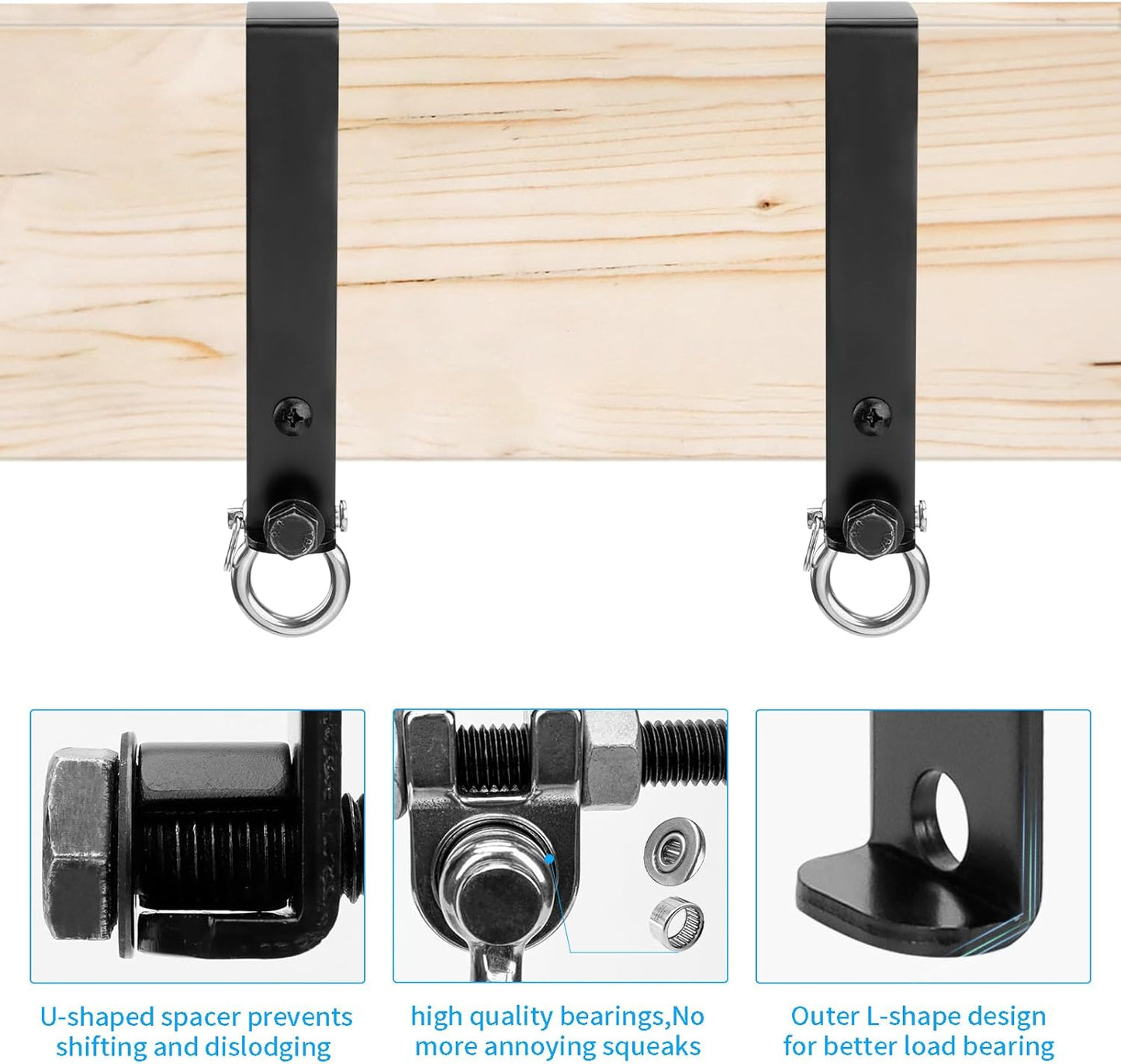 Heavy Duty Swing Hangers, Wooden 180° Swing Set Accessories Hammock Capacity Playground Hammock Chair Rope, Sandbag Porch, Hanging Heavy Punching Bags