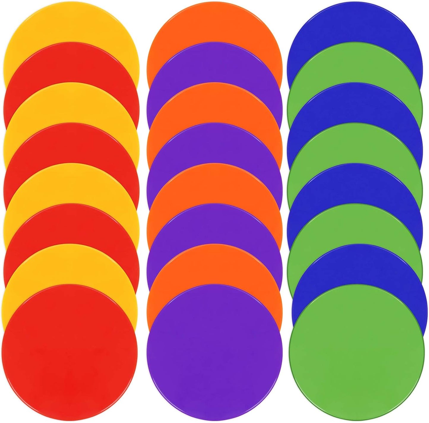 Poly Spots Spot Markers for Gym Floor 4.72inch 6inch 9inch 24Pcs Non-Slip Rubber Floor Dots Round Agility Markers Flat Cones for Sports Soccer Basketball PE Training, Dance, Classroom Activities