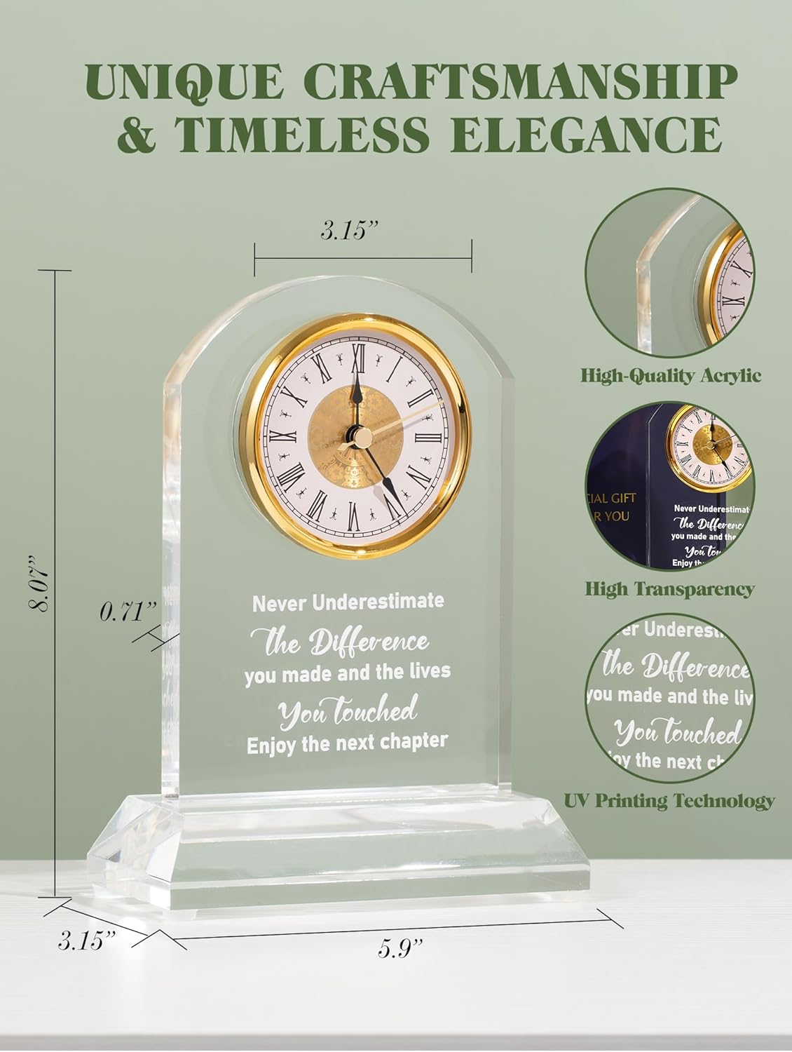 DEEWISH Retirement Gift for Women Men Quartz Desk Clock Plaque Gifts, Coworker Gifts Going Away Gift Leaving Gifts Congratulations Retired Gifts for Boss Leader Friends Teacher