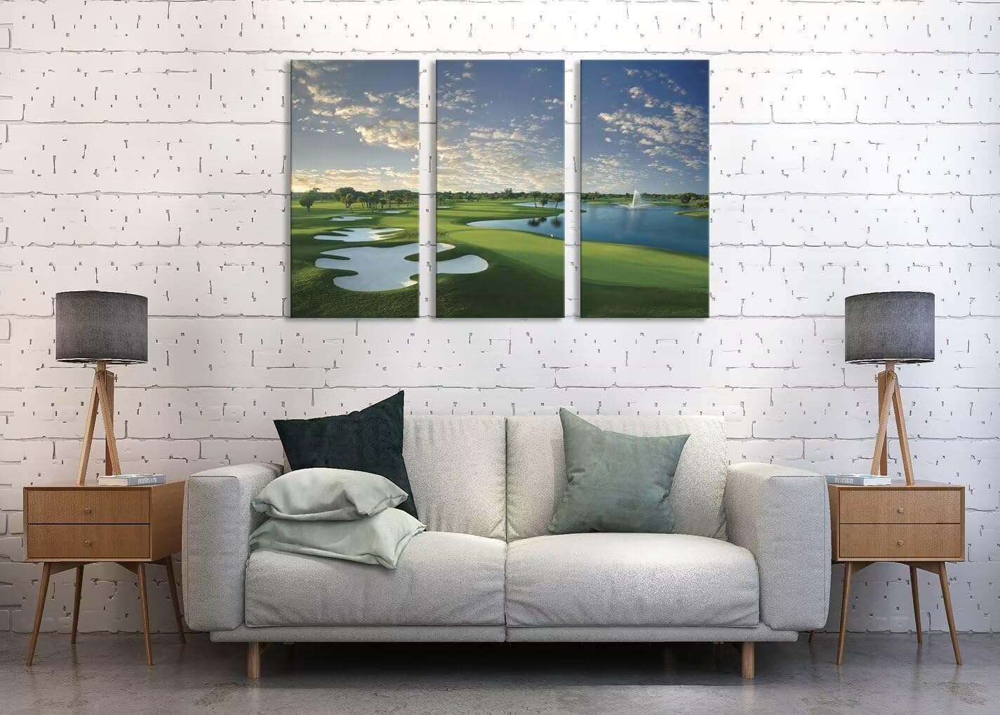 chenchenArt Golf Course Canvas Wall Art Pictures Golf Course Wall Decor for Living Room Bedroom Home Decoraitons Golf Office Art Framed Ready to Hang(12''W x 24''H x3)