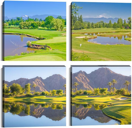 Pankila Indian Wells Golf Course Wall Art Canvas Prints USA California Golf Course Wall Decor for Living Room Bedroom Bathroom Home Decorations Framed Artwork Ready to Hang (24''W x 24''H x 4)