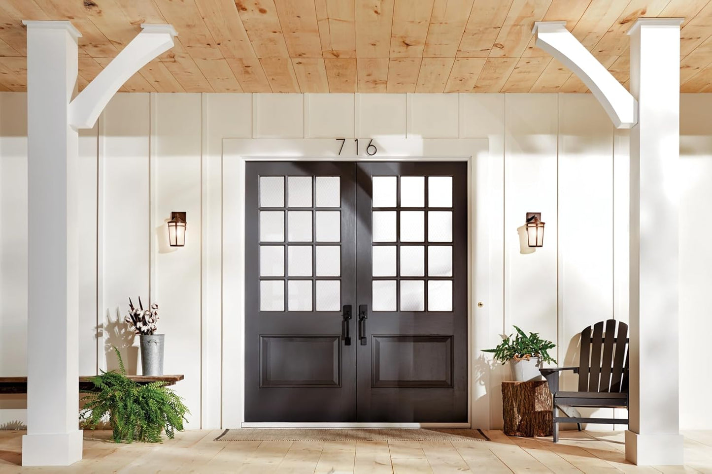 Kichler Atwood 11" Outdoor Wall Light with Light Umber Mist Glass and Brown Stone, 1-Light Exterior Wall Sconce, (11" H x 6" W), 49071BST, White