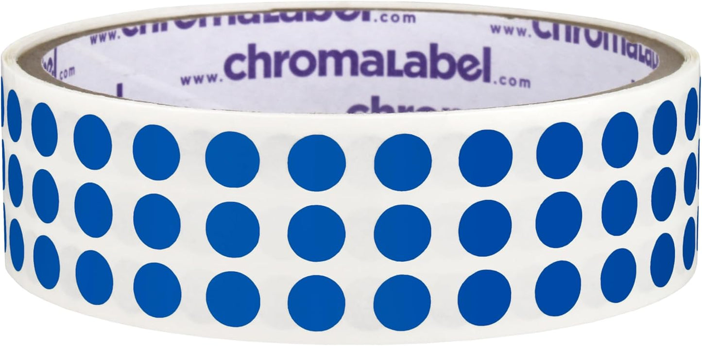 ChromaLabel 1/4 Inch Round Colored Stickers, Permanent Sticky Dots Color Coding Labels, Ideal Sticker for Office and School Projects - 1000 Colored Dots per Roll, Dark Blue Stickers