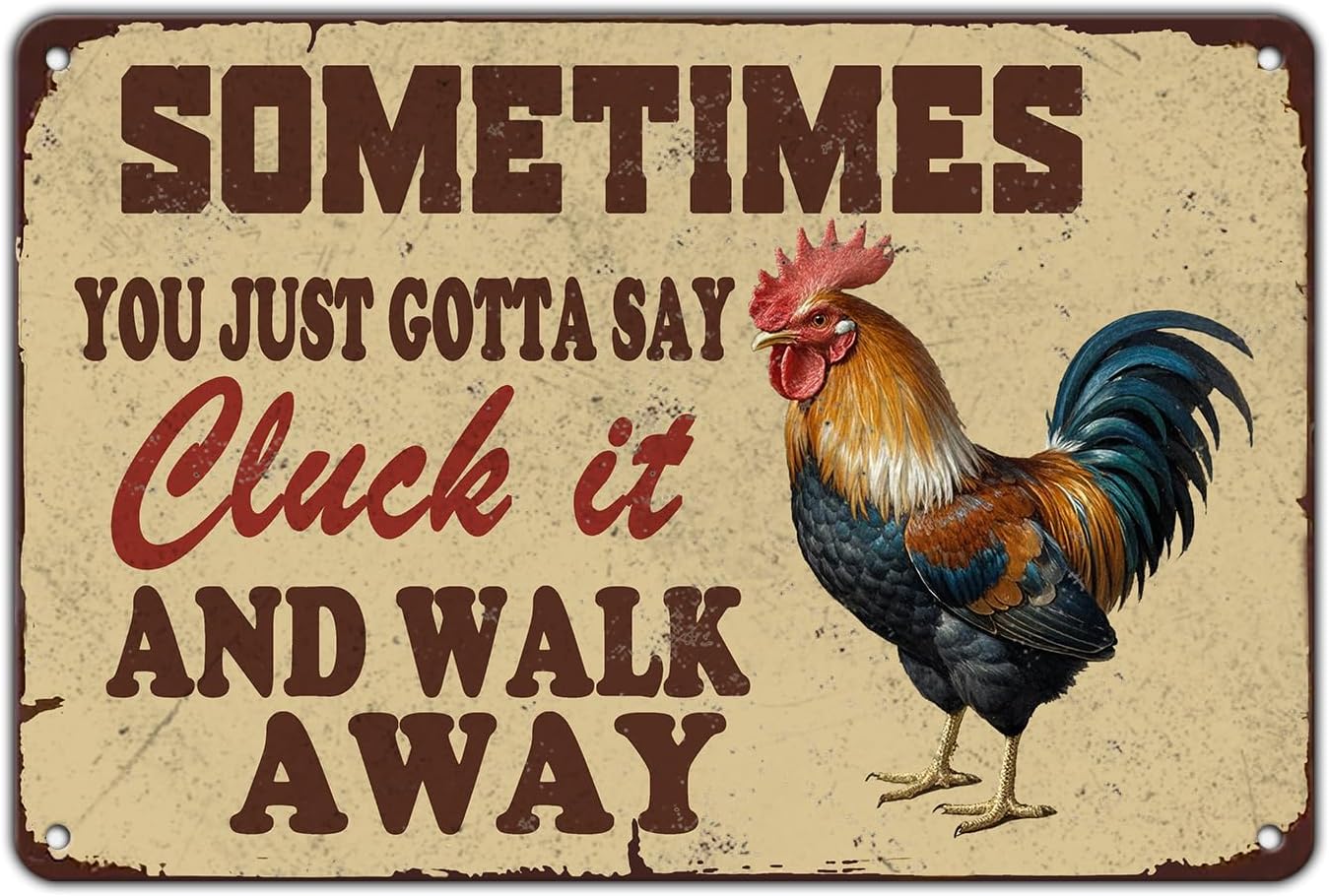Chicken Farm Metal Tin Sign Chicken Cluck It Iron Sign Home Kitchen Wall Decor 12x8 Inch Funny Plaque