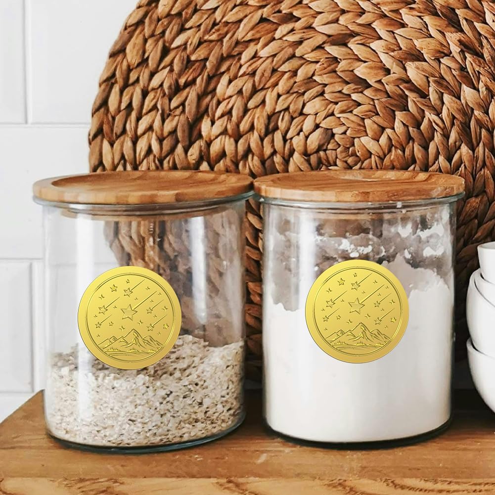 Peacoblue Gold Foil Stickers Seals Embossed 2 Inch 100Pcs Meteor, Self Adhesive Gold Around Embossing Sticker for Certificate Paper Envelope Seal Gift Card Present Decoration