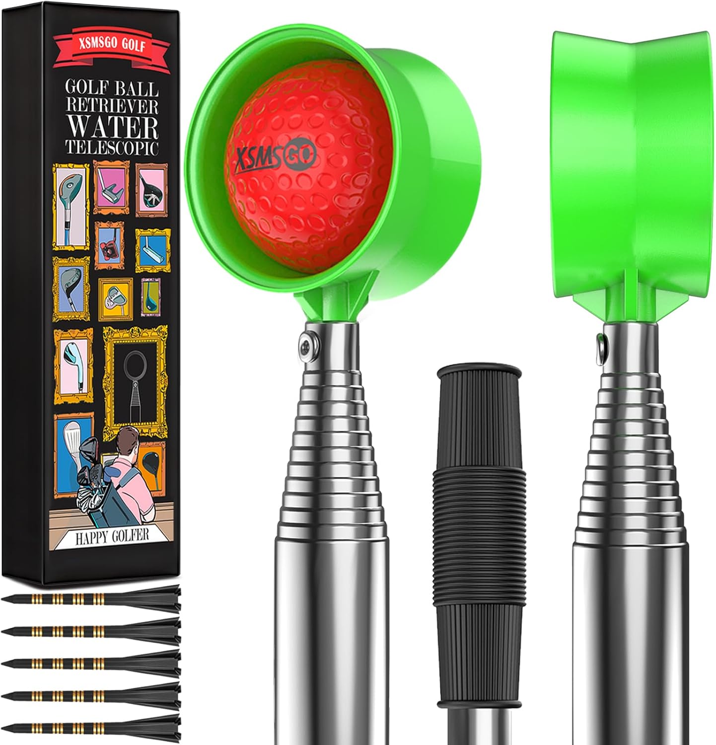 9Ft/12Ft Telescopic Stainless Steel Golf Ball Retriever for Water, High Durability Double Sided Golf Ball Picker Upper, Men's and Women's Golf Accessories Gifts.