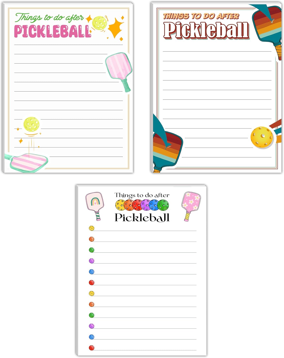 3pcs Pickleball Notepads, 150 Pages – Christmas Gifts, Funny Things to Do After Pickleball Memo Pads, Easy to Tear, Cute Office Supplies, Pickleball Gifts for Women, Novelty Notepads