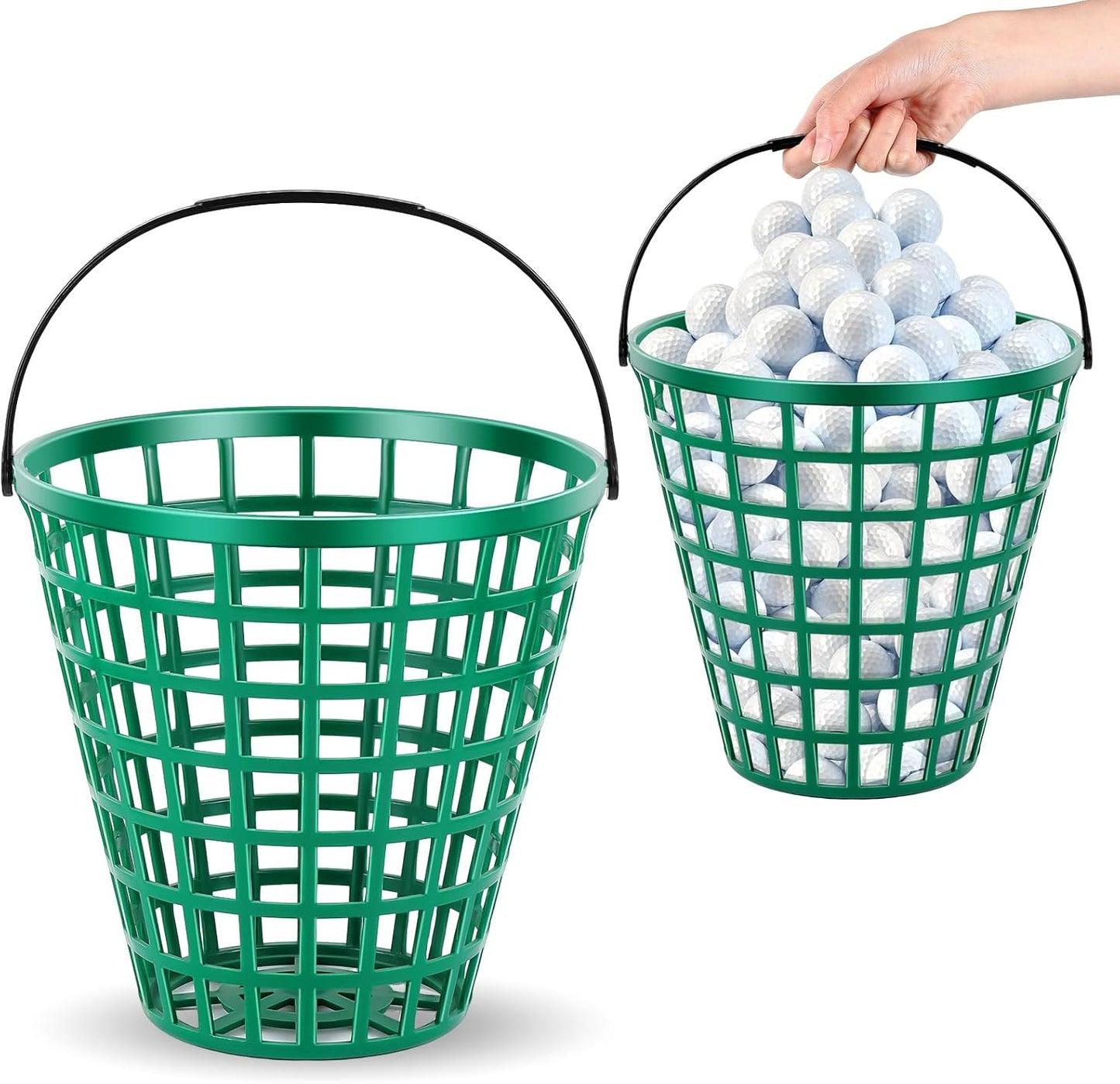 2 Pcs Golf Ball Basket, Can Hold Balls Golf Ball Container with Handle Ball Holder Contain Stadium Accessories Golf Ball Storage Bucket for Golf Storage Accessories