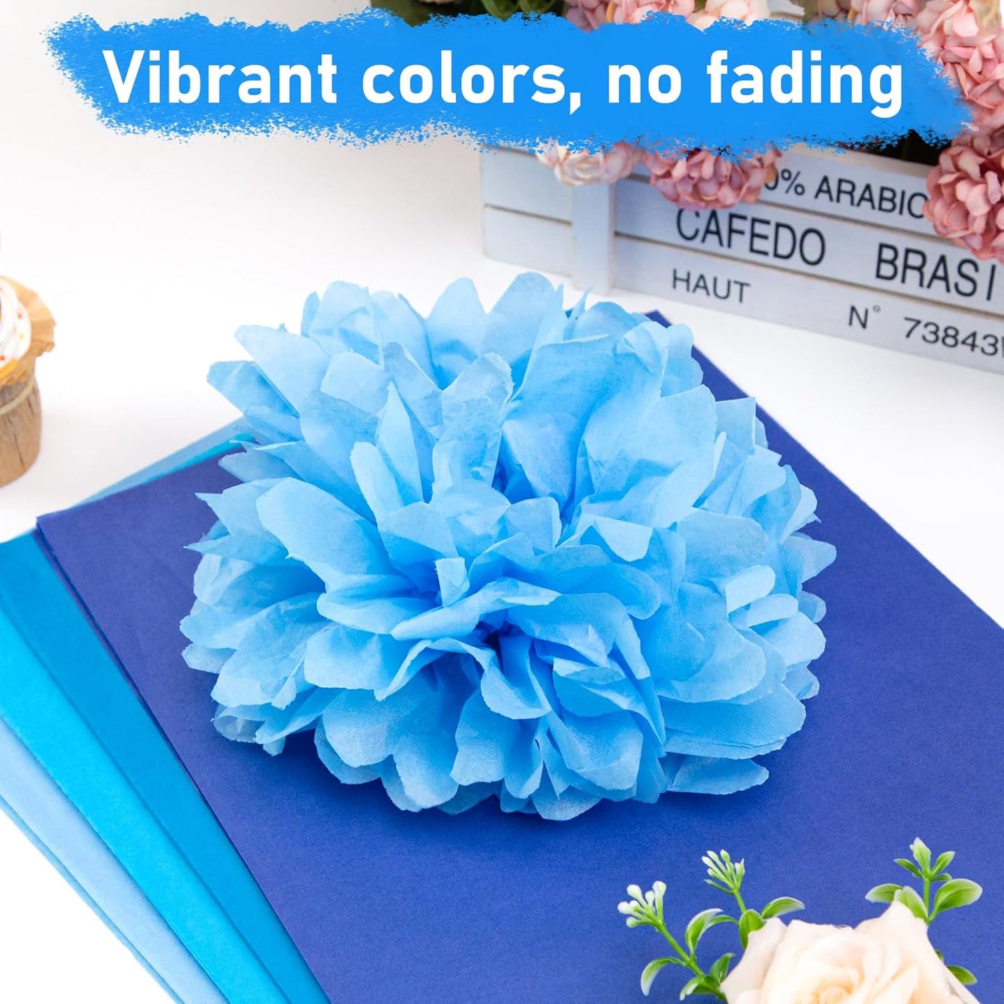 VGOODALL 450 Sheets Blue Tissue Paper, 11.5×8 Inch Gift Wrapping Paper Bulk for Christmas Birthday Decor DIY Project Crafts, 6 Colors
