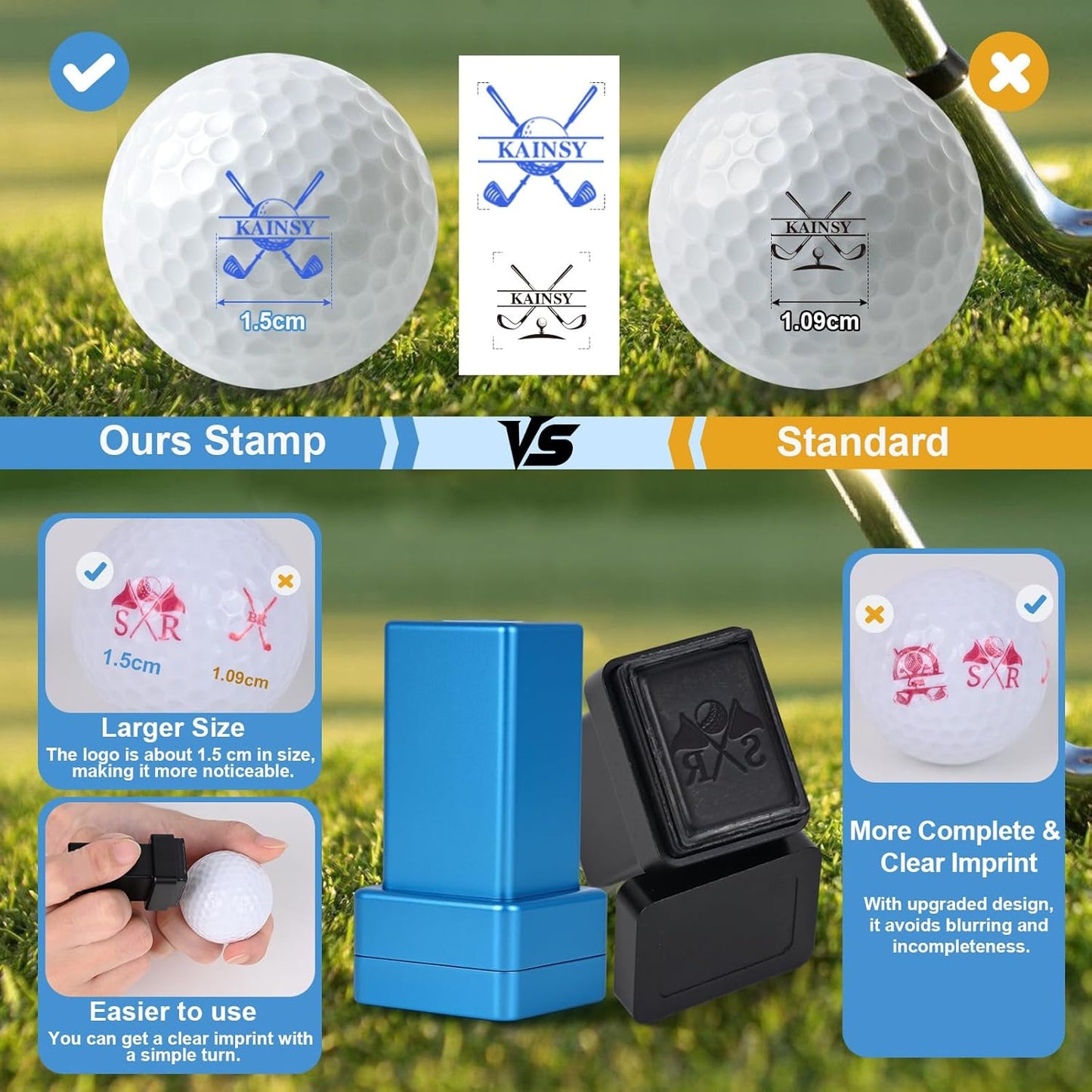 Personalized Golf Ball Stamp, Custom Golf Ball Marker with Name Monogram Logo, Self-Inking Waterproof Ink Stamper, Reusable Golf Accessories, Customized DIY Gift for Golfers Birthday Wedding