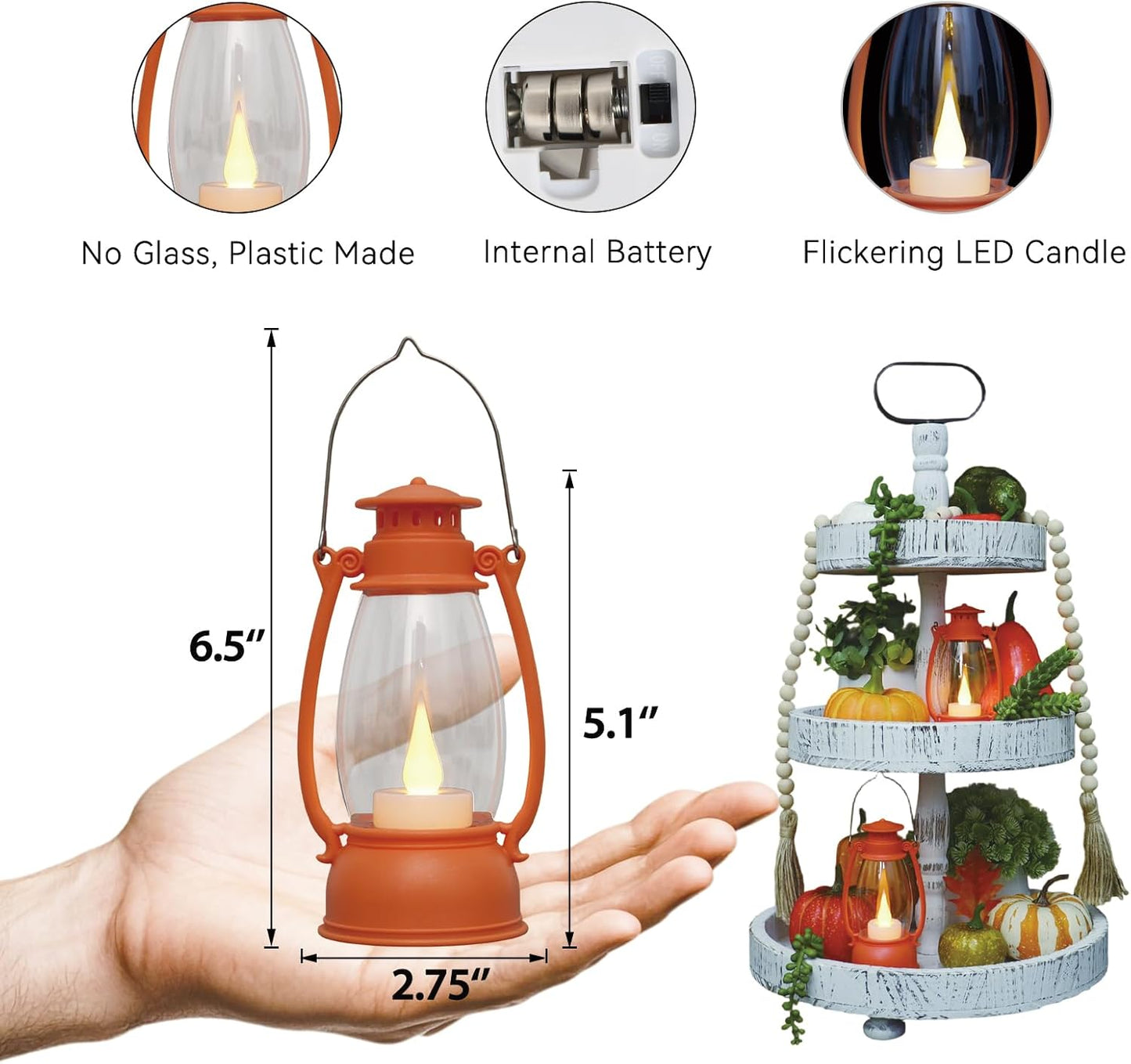 12Pcs Orange Mini Lanterns for Fall Halloween Thanksgiving & Western Camping Decor – Small Lantern Decorative for Table Centerpiece, Hanging Ornaments for Christmas Wedding & Cowboy Party